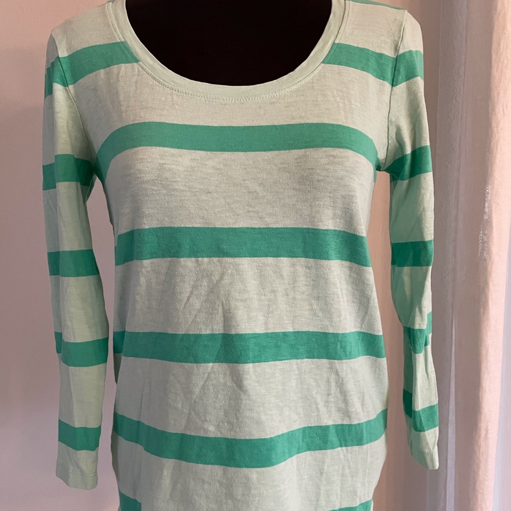 JCREW mint green striped T-shirt